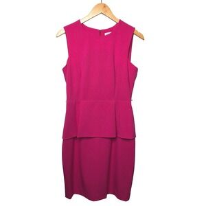 Calvin Klein Women's Pink Peplum Sheath Dress‎ SZ: 6 Cocktail Office Barbie Core